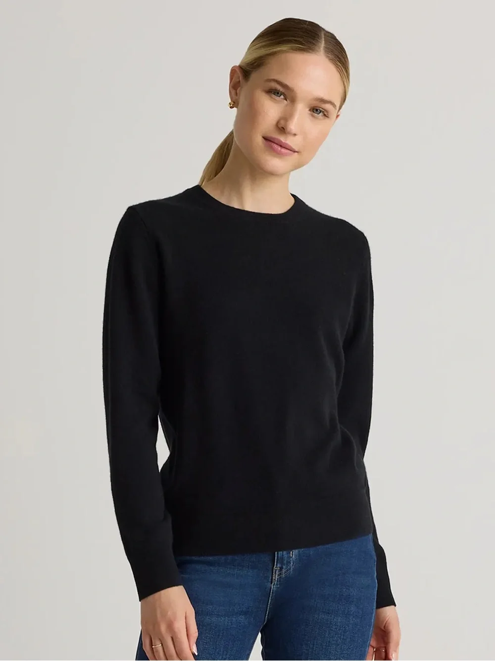 Quince Mongolian Cashmere Crewneck Sweater XS Black